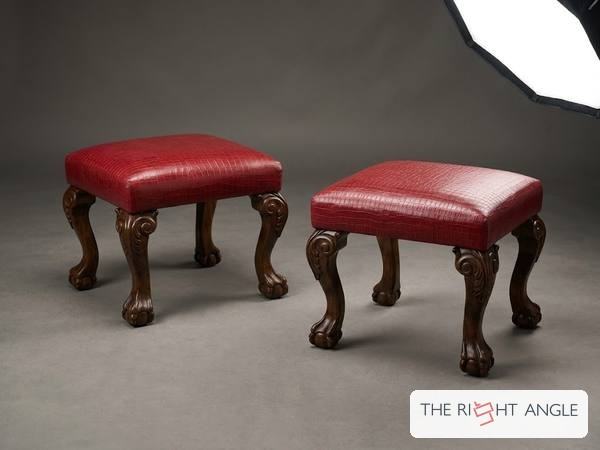Crimson Croc Ottoman Pair