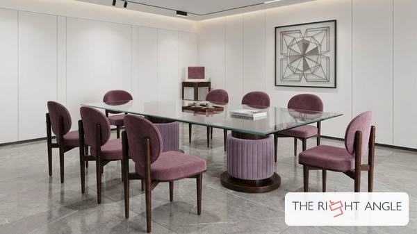 Glass Table with Mauve Chairs