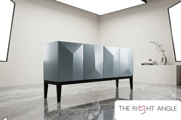 Steel Blue Geometric Sideboard