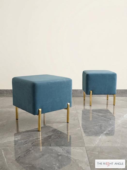 Teal Cube Ottomans