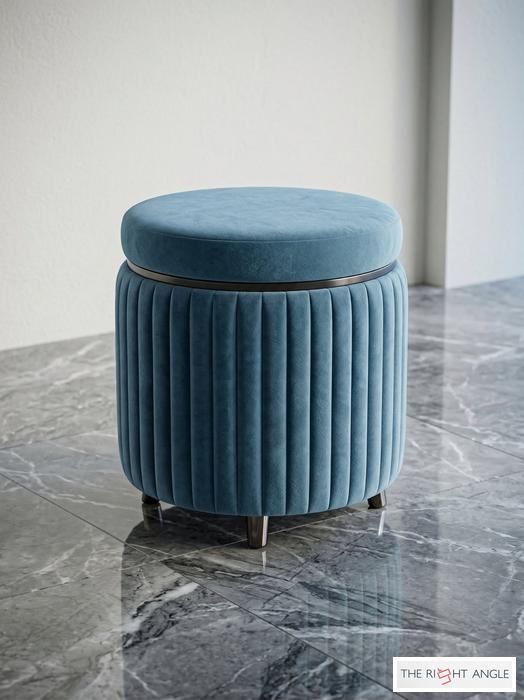 Teal Round Storage Ottoman