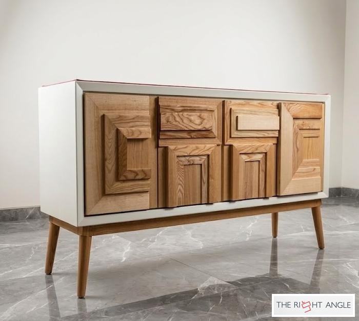 White & Oak Relief Sideboard