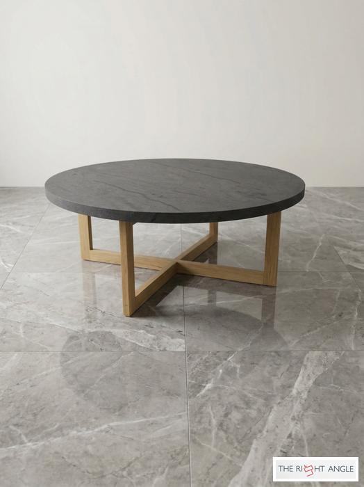 Dark Stone Round Coffee Table
