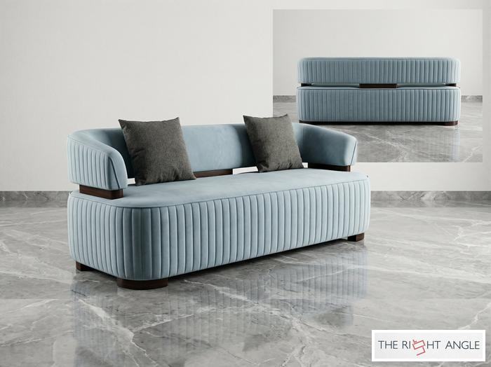 Ice Blue Channelled Sofa